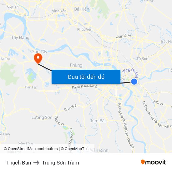Thạch Bàn to Trung Sơn Trầm map