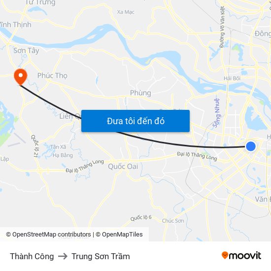 Thành Công to Trung Sơn Trầm map
