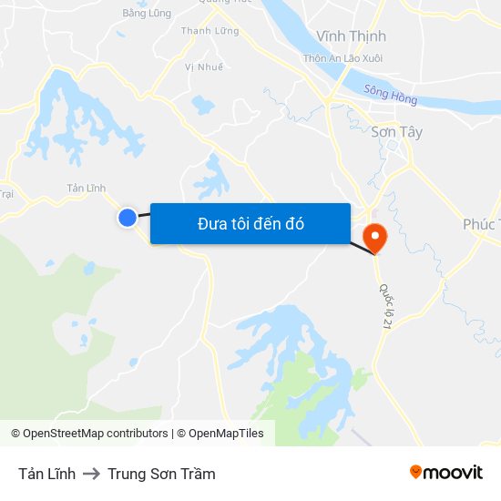 Tản Lĩnh to Trung Sơn Trầm map