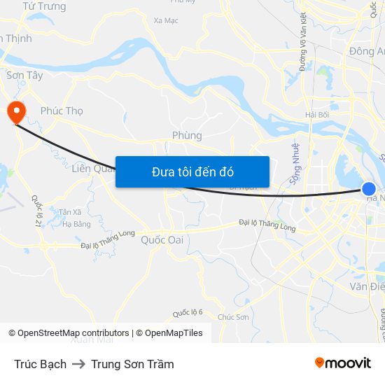 Trúc Bạch to Trung Sơn Trầm map