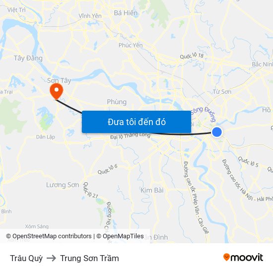 Trâu Quỳ to Trung Sơn Trầm map