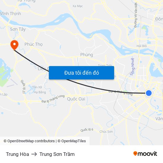 Trung Hòa to Trung Sơn Trầm map