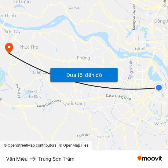 Văn Miếu to Trung Sơn Trầm map