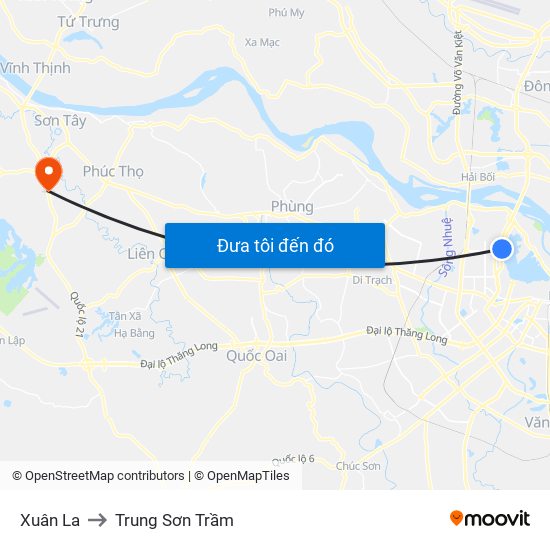 Xuân La to Trung Sơn Trầm map