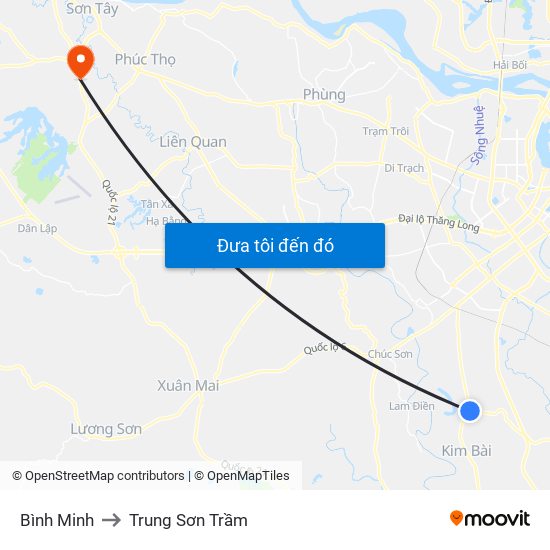 Bình Minh to Trung Sơn Trầm map