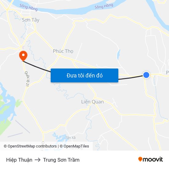 Hiệp Thuận to Trung Sơn Trầm map