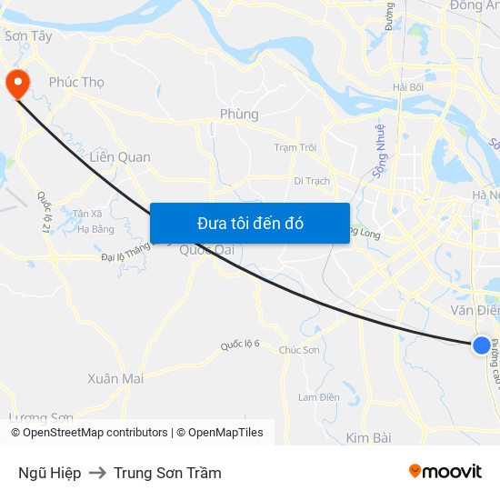 Ngũ Hiệp to Trung Sơn Trầm map