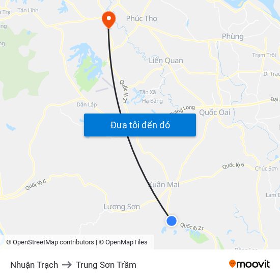 Nhuận Trạch to Trung Sơn Trầm map