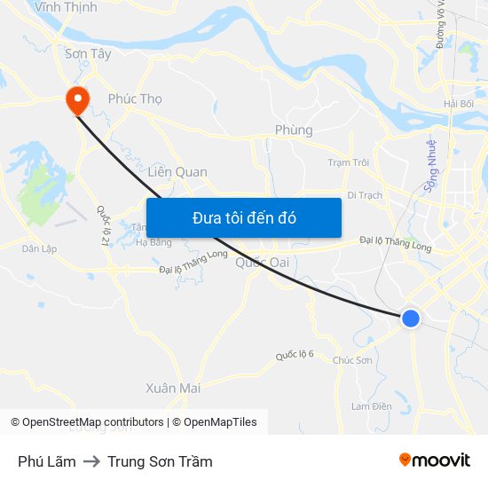 Phú Lãm to Trung Sơn Trầm map