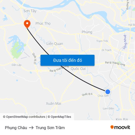 Phụng Châu to Trung Sơn Trầm map