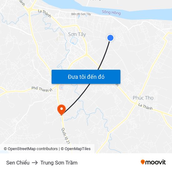 Sen Chiểu to Trung Sơn Trầm map