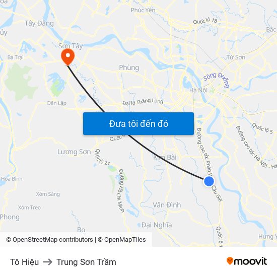 Tô Hiệu to Trung Sơn Trầm map