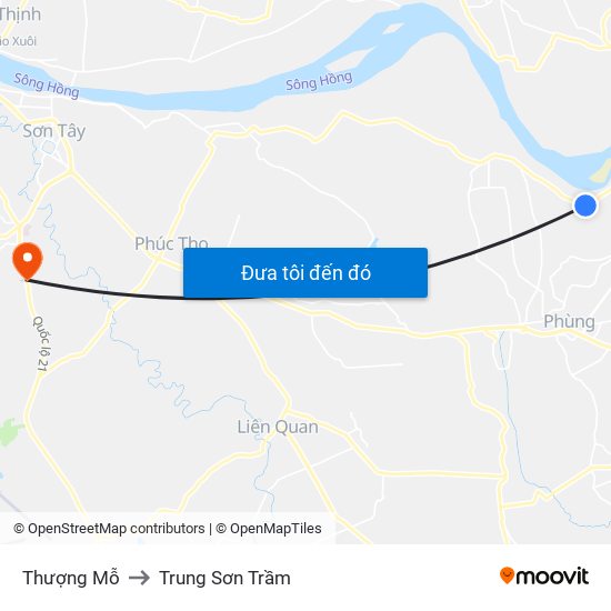 Thượng Mỗ to Trung Sơn Trầm map