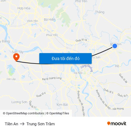 Tiền An to Trung Sơn Trầm map
