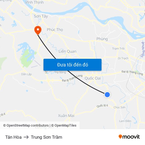 Tân Hòa to Trung Sơn Trầm map