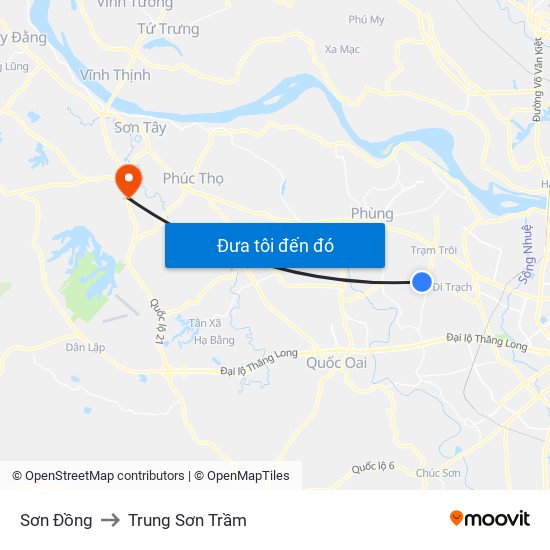 Sơn Đồng to Trung Sơn Trầm map