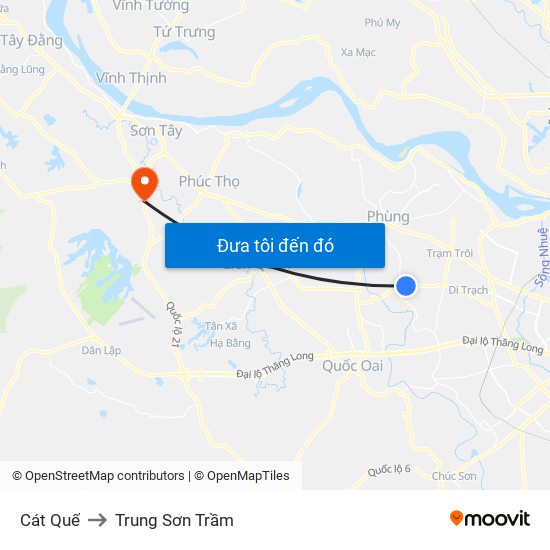 Cát Quế to Trung Sơn Trầm map