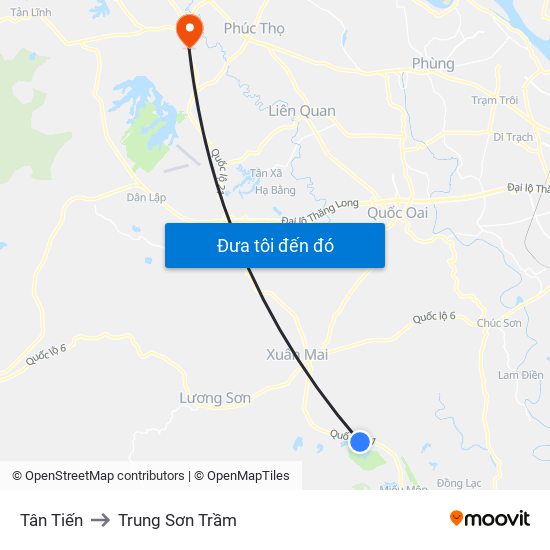 Tân Tiến to Trung Sơn Trầm map
