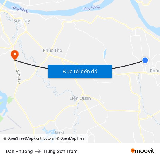 Đan Phượng to Trung Sơn Trầm map