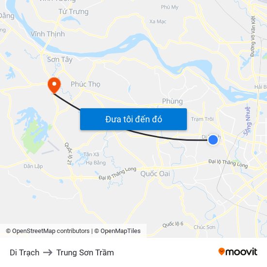 Di Trạch to Trung Sơn Trầm map