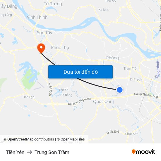 Tiền Yên to Trung Sơn Trầm map