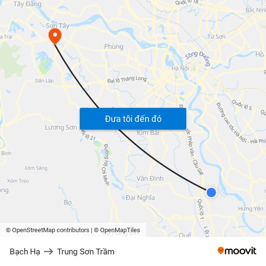 Bạch Hạ to Trung Sơn Trầm map