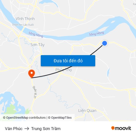 Vân Phúc to Trung Sơn Trầm map