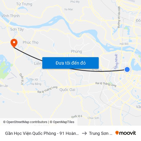 Gần Học Viện Quốc Phòng - 91 Hoàng Quốc Việt to Trung Sơn Trầm map