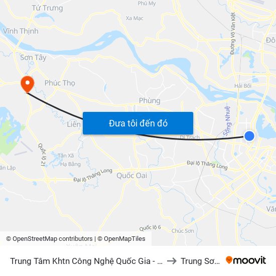 Trung Tâm Khtn Công Nghệ Quốc Gia - 18 Hoàng Quốc Việt to Trung Sơn Trầm map