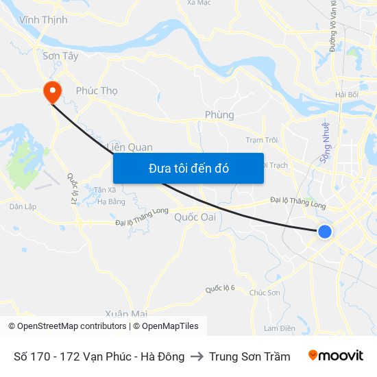 Số 170 - 172 Vạn Phúc - Hà Đông to Trung Sơn Trầm map