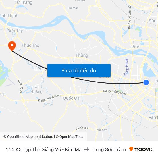 116 A5 Tập Thể Giảng Võ - Kim Mã to Trung Sơn Trầm map