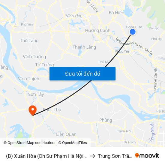 (B) Xuân Hòa (Đh Sư Phạm Hà Nội 2) to Trung Sơn Trầm map