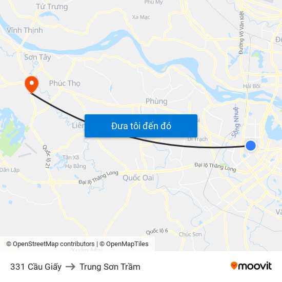 331 Cầu Giấy to Trung Sơn Trầm map
