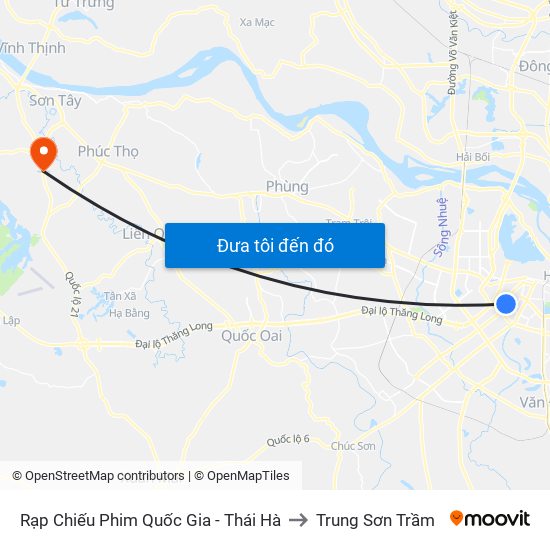 Rạp Chiếu Phim Quốc Gia - Thái Hà to Trung Sơn Trầm map