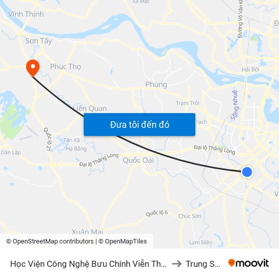 Học Viện Công Nghệ Bưu Chính Viễn Thông - Trần Phú (Hà Đông) to Trung Sơn Trầm map