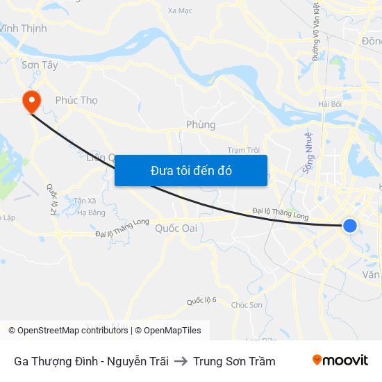Ga Thượng Đình - Nguyễn Trãi to Trung Sơn Trầm map