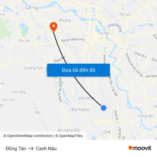 Đồng Tân to Canh Nậu map