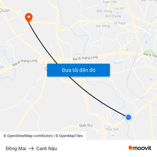 Đồng Mai to Canh Nậu map