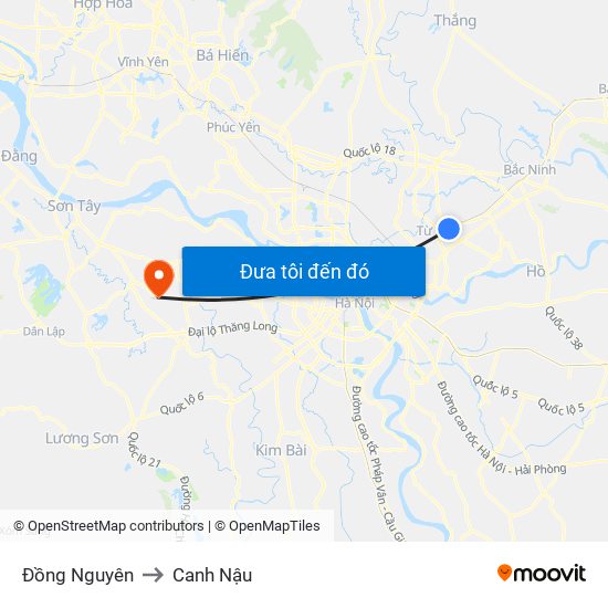 Đồng Nguyên to Canh Nậu map