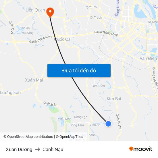 Xuân Dương to Canh Nậu map