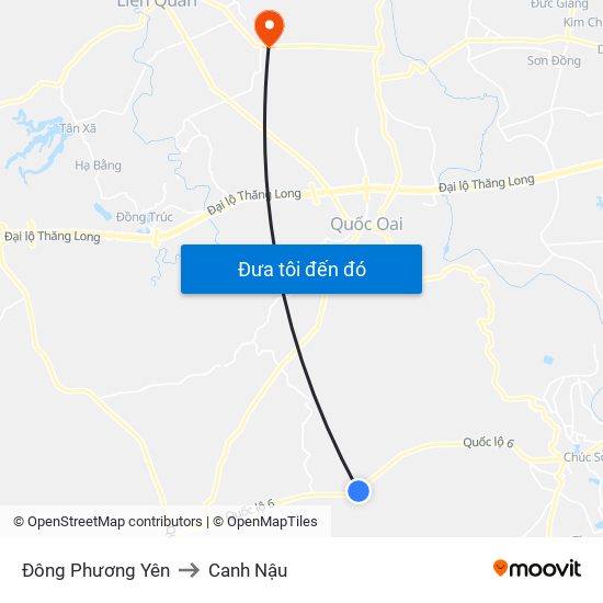 Đông Phương Yên to Canh Nậu map