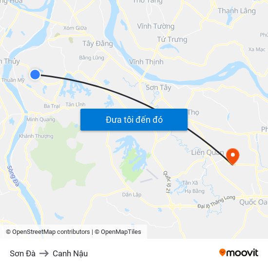 Sơn Đà to Canh Nậu map