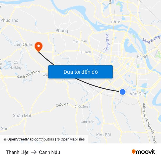 Thanh Liệt to Canh Nậu map