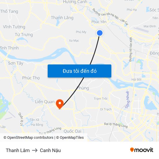 Thanh Lâm to Canh Nậu map