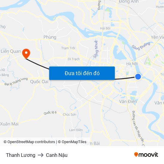 Thanh Lương to Canh Nậu map