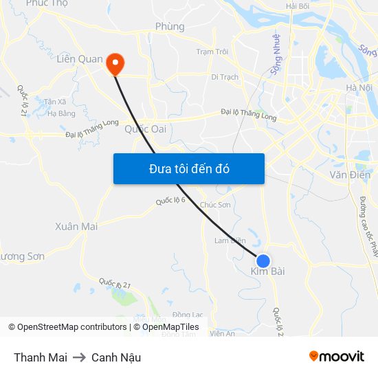 Thanh Mai to Canh Nậu map