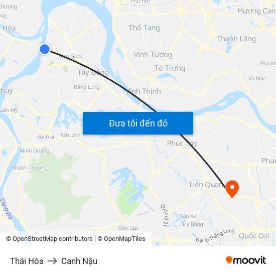 Thái Hòa to Canh Nậu map