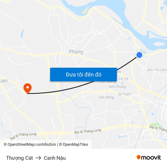 Thượng Cát to Canh Nậu map