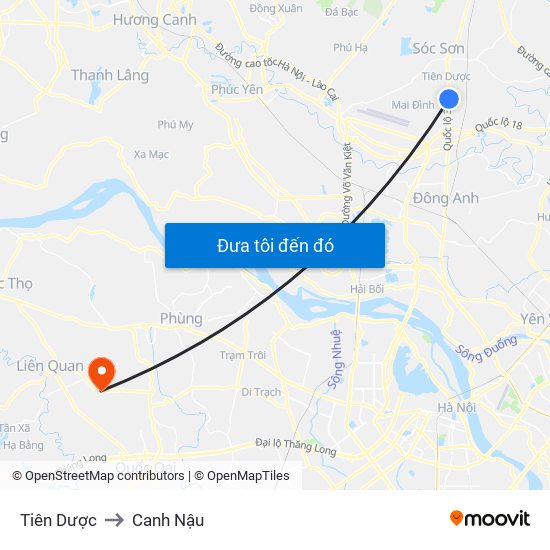 Tiên Dược to Canh Nậu map