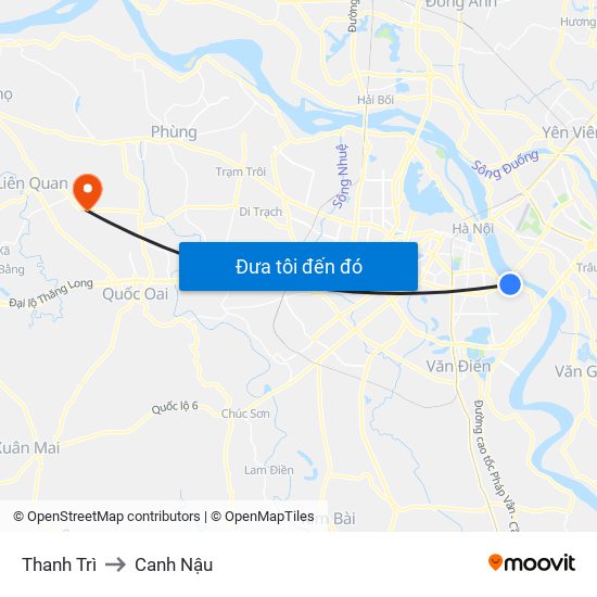 Thanh Trì to Canh Nậu map